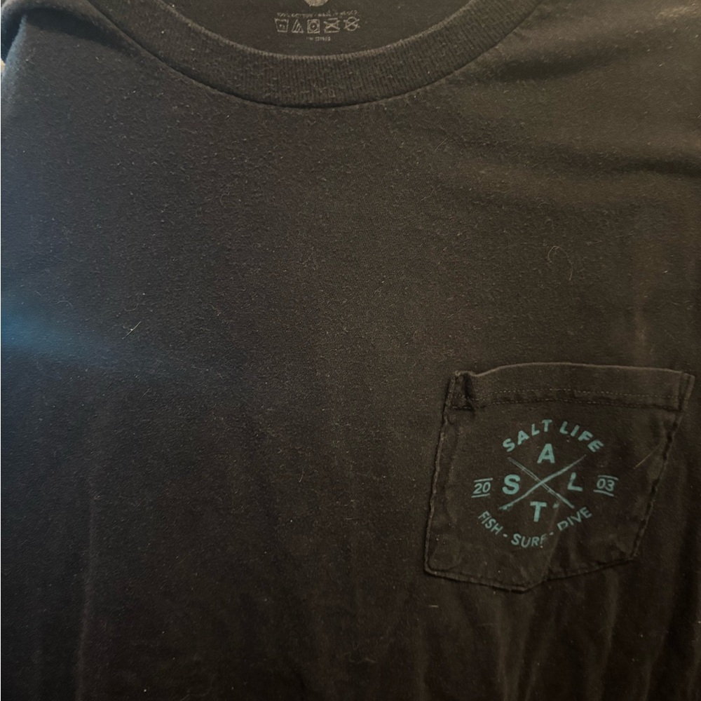 Salt Life Black Tee with Pocket Logo